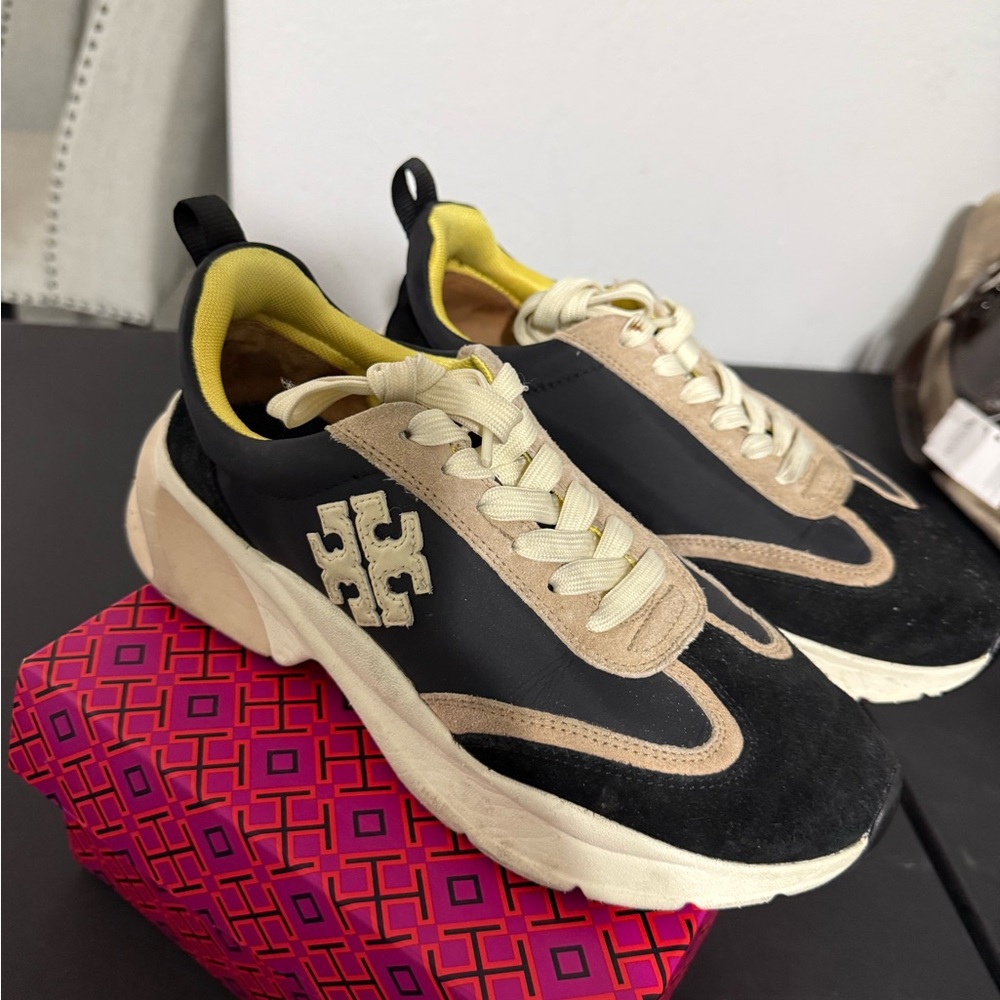 Tory Burch Black and Cream Sneakers